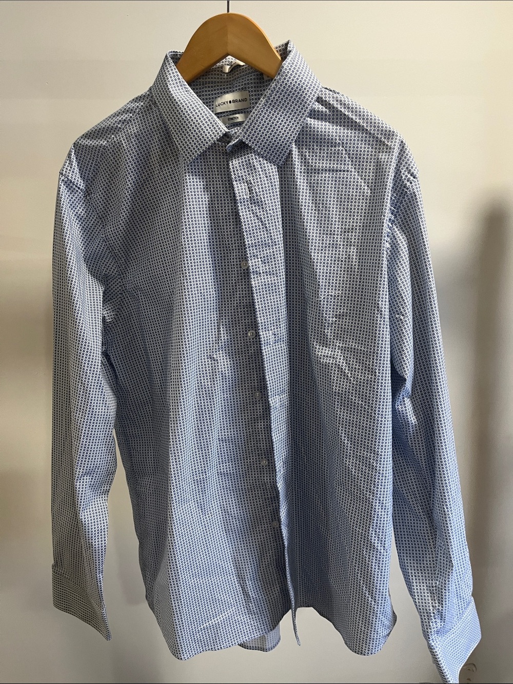 Lucky Brand Men's Light Blue Micro-Pattern Dress Shirt